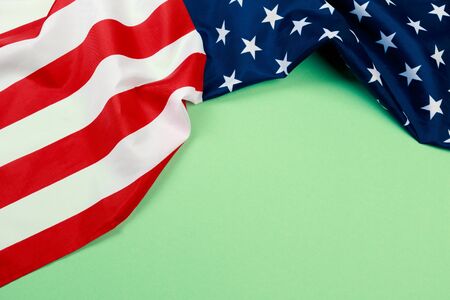 American flag on green  background  top view - Imageの写真素材