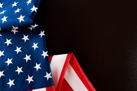 American flag on a black  background  top view - Image