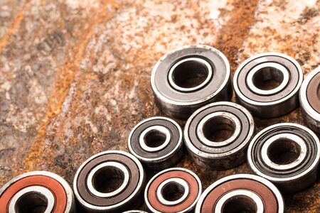 Various car parts and accessories, on metal  background bearingsの写真素材