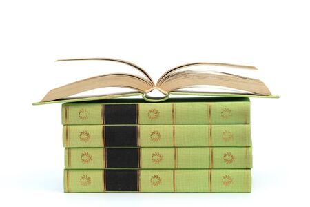 stack of Old books isolated on white - Imageの写真素材
