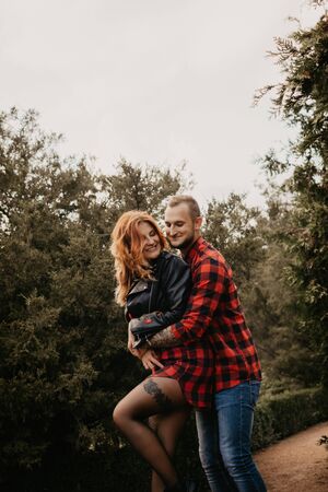 Happy loving couple outdoor in park - Imageの写真素材
