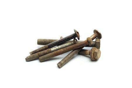 Screw  nuts, rivets isolated on white. - Imageの写真素材