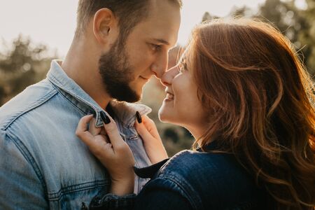 Happy loving couple outdoor in park - Imageの写真素材