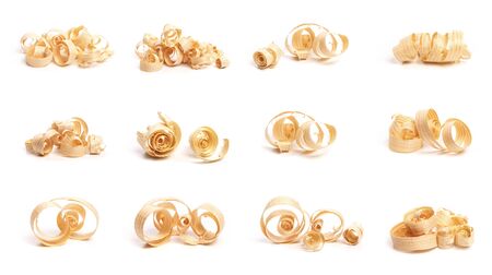 wooden sawdust slice isolated on the white - Imageの写真素材