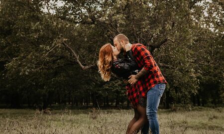Happy loving couple outdoor in park - Imageの写真素材