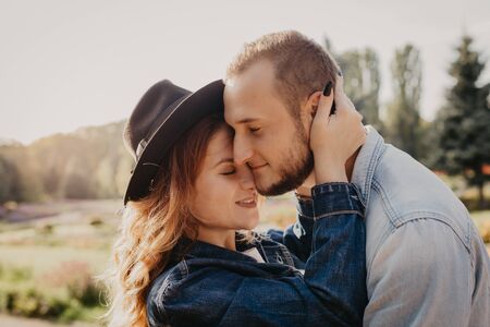Happy loving couple outdoor in park - Imageの写真素材