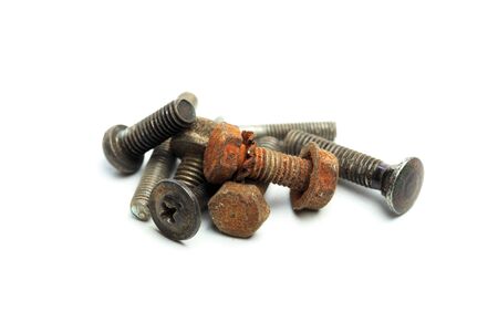 Screw  nuts, rivets isolated on white. - Imageの写真素材