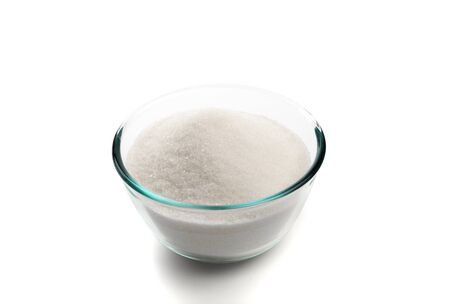 Sugar in glass bowl isolated on white background - Imageの写真素材