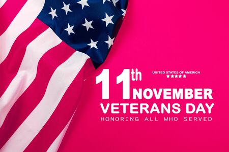 Happy Veterans Day with American flagの写真素材