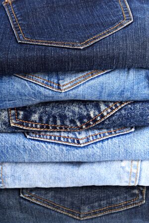 Jeans trousers stack closeup background textureの写真素材