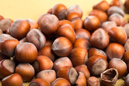 close up of hazelnuts on table - Imageの写真素材
