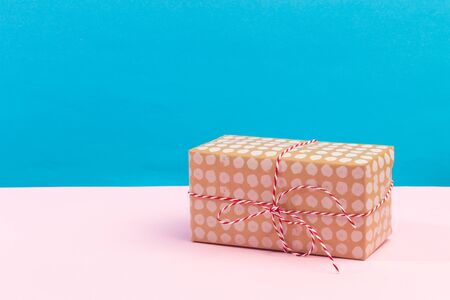 Collection of Christmas present boxes on a light blue background