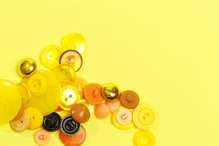 collection of various colored buttons on colored background - Image の写真素材