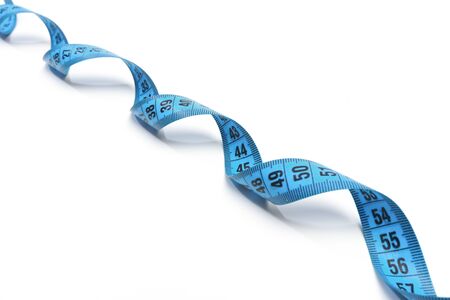 Blue measuring tape isolated on white background