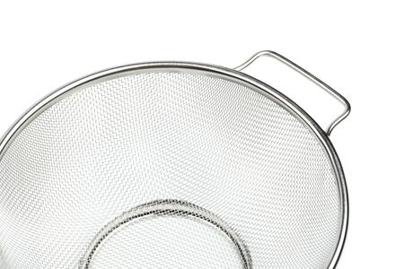 Strainer, stainless steel - kitchen utensil, isolated on white background.