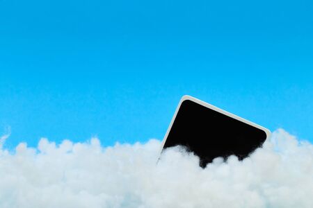 hollowfiber, polyester fiber on a light blue background with text placeの写真素材