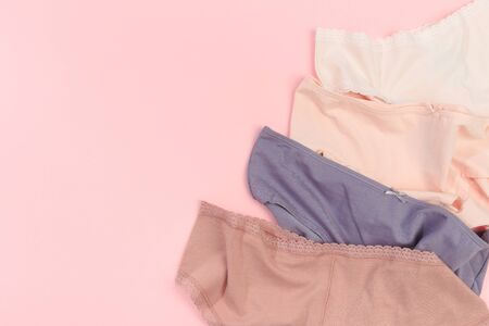 Female panties over pink  backgroundの写真素材