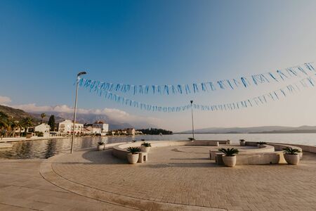 9 Nov 2018 Beautiful sea promenade in Tivat, Montenegro. Kotor bay, Adriatic sea. Famous travel...