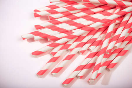paper straw for cocktail eco consumption on whiteの写真素材