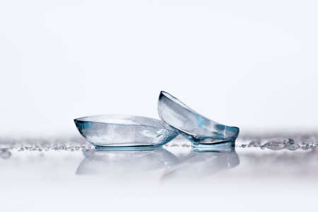 contact lenses with droplets around close up viewの写真素材
