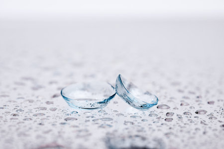 contact lenses with droplets around close up viewの写真素材