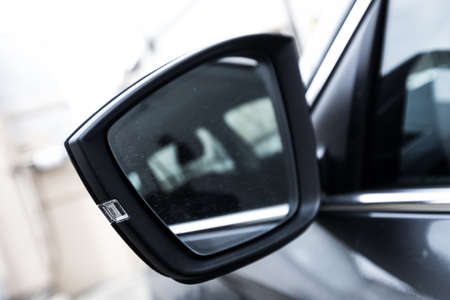 view of the outside car rearview mirror