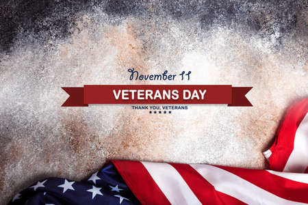 American flag on grunge background . Veterans Dayの写真素材