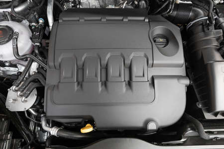 21March 2021 Krasnodar close-up of the engine, front view. Internal combustion engine, car parts,...