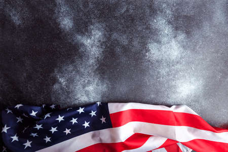 American flag on ground backgroundの写真素材