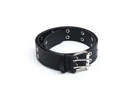 black belt with rivets and buckle rock theme isolated on white background - Image