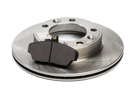 brake pads and brake disc isolated on white background - Imageの写真素材