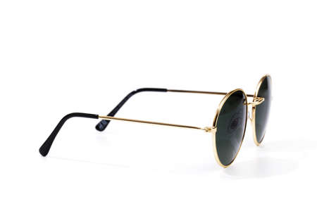 Black round sunglasses isolated on white background