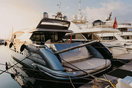 9 Nov 2018 Beautiful sea promenade in Tivat, Montenegro. Kotor bay, Adriatic sea. Famous travel destination.のeditorial素材