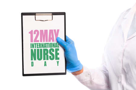 doctor holding tablet on  white background . 12 may International nurse dayの写真素材