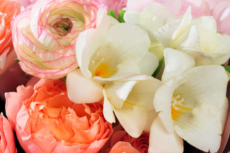 Bouquet of mixed spring flowers  close-up view