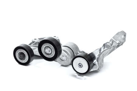 timing belt mechanism  car parts isolated on white background