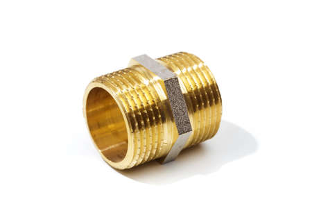 bronze adapter for plumbing isolated on white background - Imageの写真素材