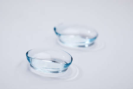 contact lenses with droplets around close up viewの写真素材