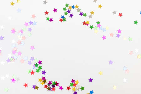 Colorful confetti on white background text place - Image
