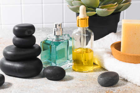 spa composition on bathroom background - Image