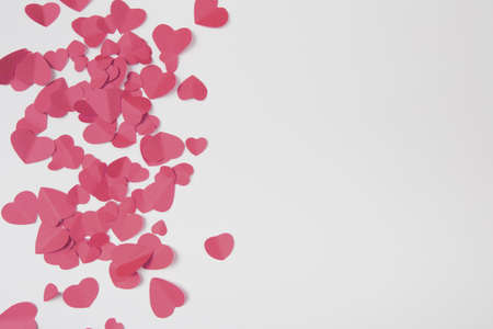 Valentine day background with red hearts, top view - Image