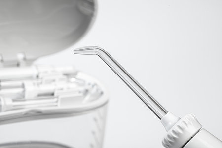 irrigator for oral care on a light backgroundの写真素材