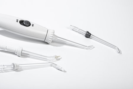 irrigator for oral care on a light backgroundの写真素材