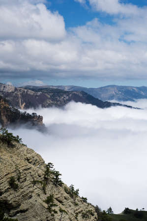 On the top of mountaim over clouds.の写真素材