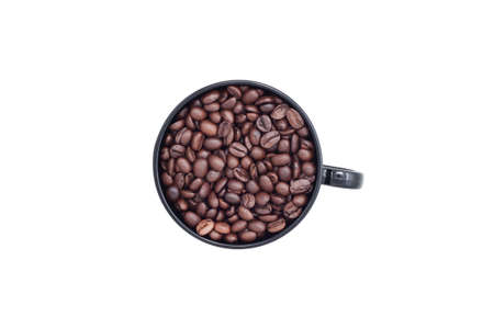 Coffee beans. Above view. Isolated on white backgroundの写真素材