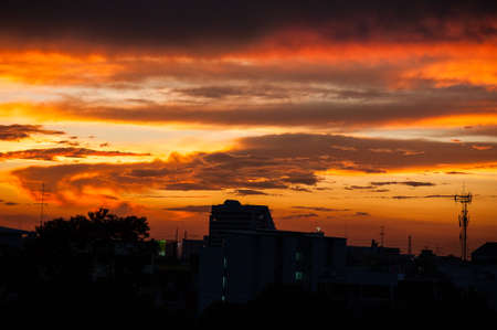 Colorful of city sunsetの写真素材