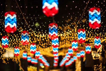 BANGKOK ,THAILAND - DECEMBER 27,2015: Colorful of lamp fastival on night scape for His Majesty the King's Birthday and National Day in Bangkok , Thailand on December 27, 2015のeditorial素材