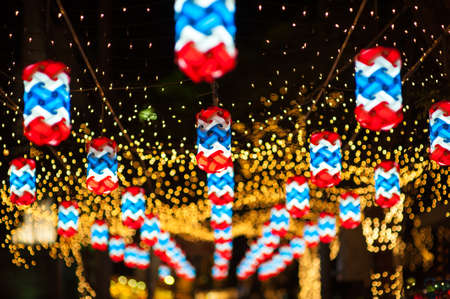 BANGKOK ,THAILAND - DECEMBER 27,2015: Colorful of lamp fastival on night scape for His Majesty the King's Birthday and National Day in Bangkok , Thailand on December 27, 2015のeditorial素材