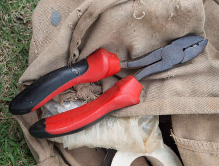 Old pliers, Old pliers on bag.