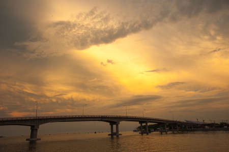 bridge in the sunsetの写真素材